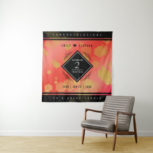 エレガントな2周年 ガーネット 結婚記念日 お祝い タペストリー (インサイチュ)