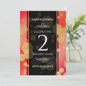 エレガントな2周年 ガーネット 結婚記念日 お祝い 招待状 (スタンド正面)