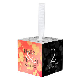 エレガントな2周年 ガーネット 結婚記念日 キューブオーナメント