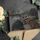 エレガントな2枚のカスタム写真オーバーレイ ブラックウェディング セーブザデート