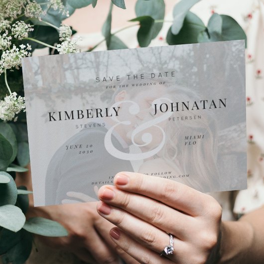 エレガントな2枚のカスタム写真オーバーレイ モダンウェディング セーブザデート