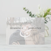 エレガントな2枚のカスタム写真オーバーレイ モダンウェディング セーブザデート (スタンド正面)