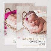 エレガントな2枚の写真のクリスマスホリデー誕生 案内状 (正面/裏面)