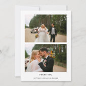 エレガントな2枚の写真の結婚式コラージュお礼カード サンキューカード (正面)