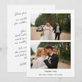 エレガントな2枚の写真の結婚式コラージュお礼カード サンキューカード