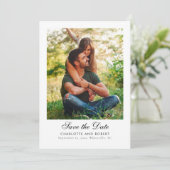 エレガントな2枚の写真のQRコード付きウェディング セーブザデート (スタンド正面)