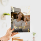 エレガントな2枚の写真を使った卒業発表の本物の箔押しカード 箔招待状