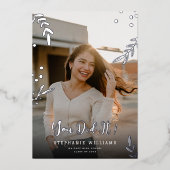 エレガントな2枚の写真を使った卒業発表の本物の箔押しカード 箔招待状 (正面)