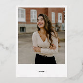 エレガントな2枚の写真を使った卒業発表の本物の箔押しカード 箔招待状 (裏面)