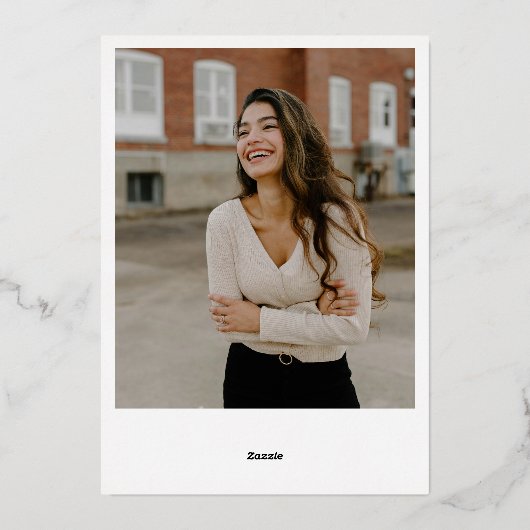 エレガントな2枚の写真を使った卒業発表の本物の箔押しカード 箔招待状 (裏面)