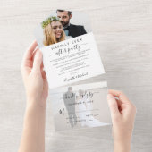 エレガントな2枚の写真を使った結婚披露宴の案内 オールインワン招待状 (貼ってはがせる)