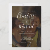 エレガントな2枚の写真署名スクリプト結婚式 招待状 (正面)