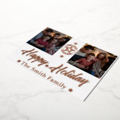 エレガントな2枚の写真 ファミリー ネーム フォイル ホリデー カード (回転した状態)