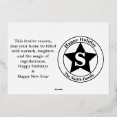 エレガントな2枚の写真 ファミリー ネーム フォイル ホリデー カード (裏面)