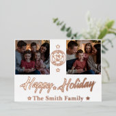 エレガントな2枚の写真 ファミリー ネーム ホリデー カード (立ち正面)