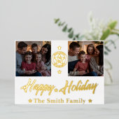 エレガントな2枚の写真 ファミリー ネーム ホリデー カード (立ち正面)