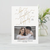 エレガントな2枚の写真QRコードスクリプト ハッピーエバーアフター 招待状 (スタンド正面)