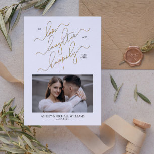 エレガントな2枚の写真QRコードスクリプト ハッピーエバーアフター 招待状