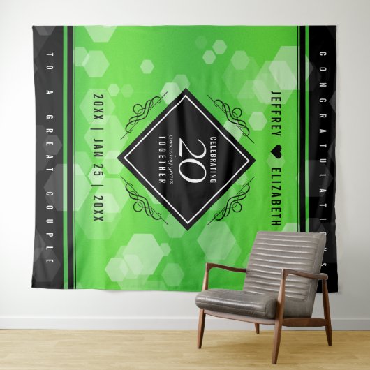 エレガントな20周年 エメラルド ウェディング アニバーサリー タペストリー (インサイチュ(横))