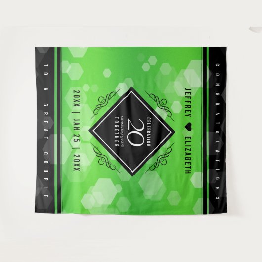 エレガントな20周年 エメラルド ウェディング アニバーサリー タペストリー (正面(横))