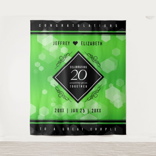 エレガントな20周年 エメラルド ウェディング アニバーサリー タペストリー (正面)