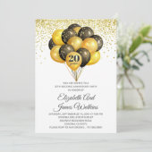 エレガントな20周年 ゴールドとブラックの結婚式 招待状 (スタンド正面)