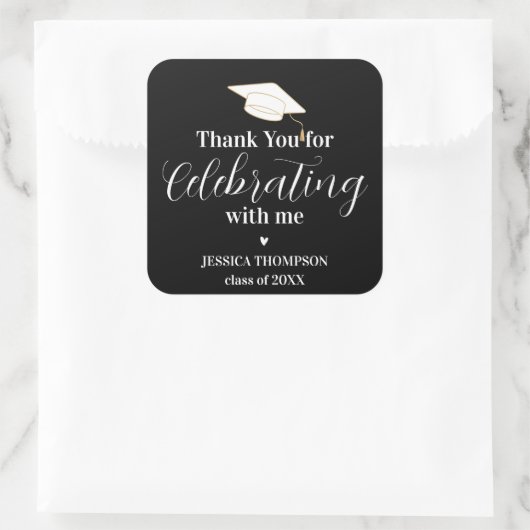 エレガントな2024年卒業生の皆さん、ありがとう　卒業おめでとう スクエアシール (バッグ)