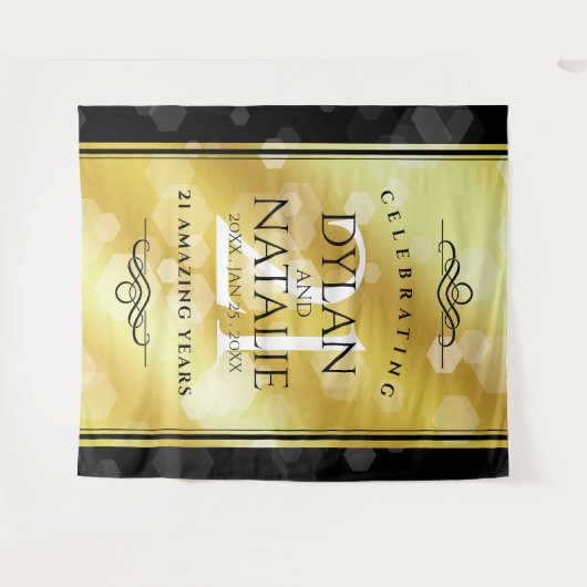 エレガントな21周年真鍮結婚記念日お祝い タペストリー (正面(横))