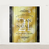 エレガントな21周年真鍮結婚記念日お祝い タペストリー (正面)