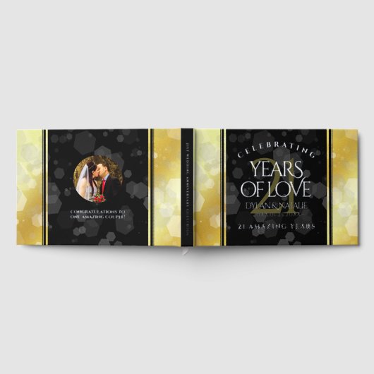 エレガントな21周年真鍮結婚記念日 ゲストブック (全面)