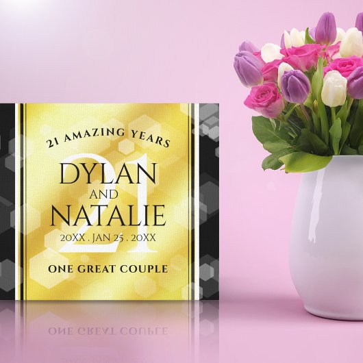エレガントな21周年 ブラス 結婚記念日 お祝い キャンバスプリント