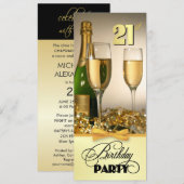 エレガントな21歳の誕生日パーティー招待状 招待状 (正面/裏面)