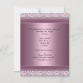 エレガントな21歳の誕生日パーティー サテンピンク シルバートリム 招待状 (裏面)