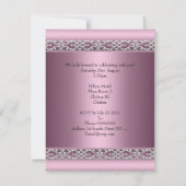 エレガントな21歳の誕生日 サテンピンク バタフライ ジュエル 招待状 (裏面)