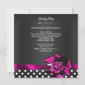 エレガントな21歳の誕生日 黒い斑点 白いピンクのバラ 2 招待状 (裏面)
