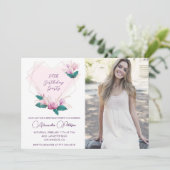 エレガントな24歳の誕生日招待状 花の写真 招待状 (スタンド正面)