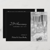 エレガントな25周年パーティー招待状 招待状 (正面/裏面)