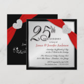 エレガントな25周年パーティー招待状 招待状 (正面/裏面)