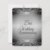 エレガントな25周年結婚記念日 招待状 (正面)