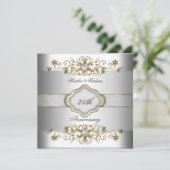 エレガントな25周年記念シルバー・ホワイト・ゴールド テンプレート (スタンド正面)