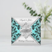 エレガントな25周年記念ターコイズブルーダマスク 招待状 (スタンド正面)