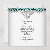 エレガントな25周年記念ターコイズブルーダマスク 招待状 (裏面)