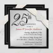 エレガントな25周年記念パーティー招待状 招待状 (正面/裏面)