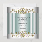 エレガントな25周年記念 シルバー ティール ブルー ミント 招待状 (裏面)