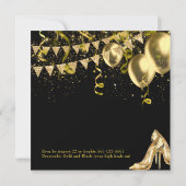 エレガントな25歳のゴールドブラック誕生日招待状 招待状 (裏面)