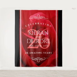 エレガントな26周年 ローズ ウェディング アニバーサリー セレブレーション タペストリー