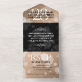 エレガントな28周年リネン結婚記念日祝賀会 オールインワン招待状 (内側)