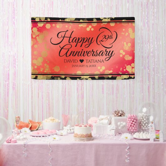 エレガントな29周年 ガーネット 結婚記念日 横断幕 (パーティー)