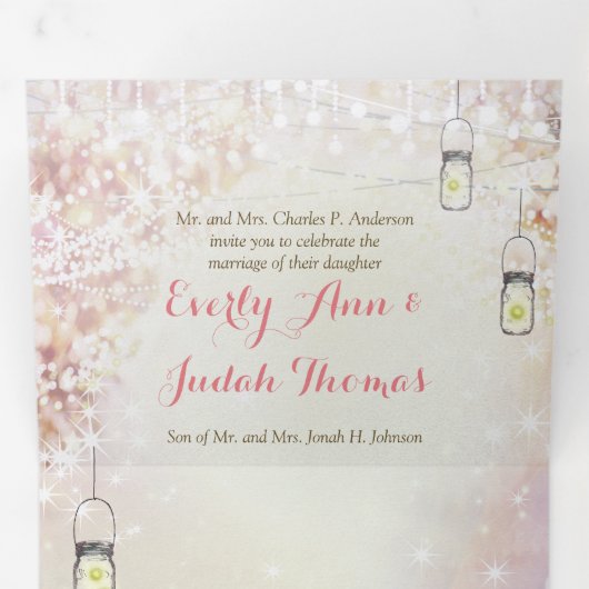 エレガントな3つ折りハート型葉の結婚式招待状(出欠確認付き) 三つ折り招待状 (内部最初)