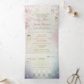 エレガントな3つ折りハート型葉の結婚式招待状(出欠確認付き) 三つ折り招待状 (内部)